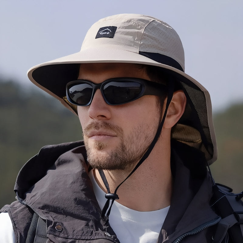 Wide Brim Hiking Cap with Sun Flap for Neck Cover - product view 14 | Buffalo Gears