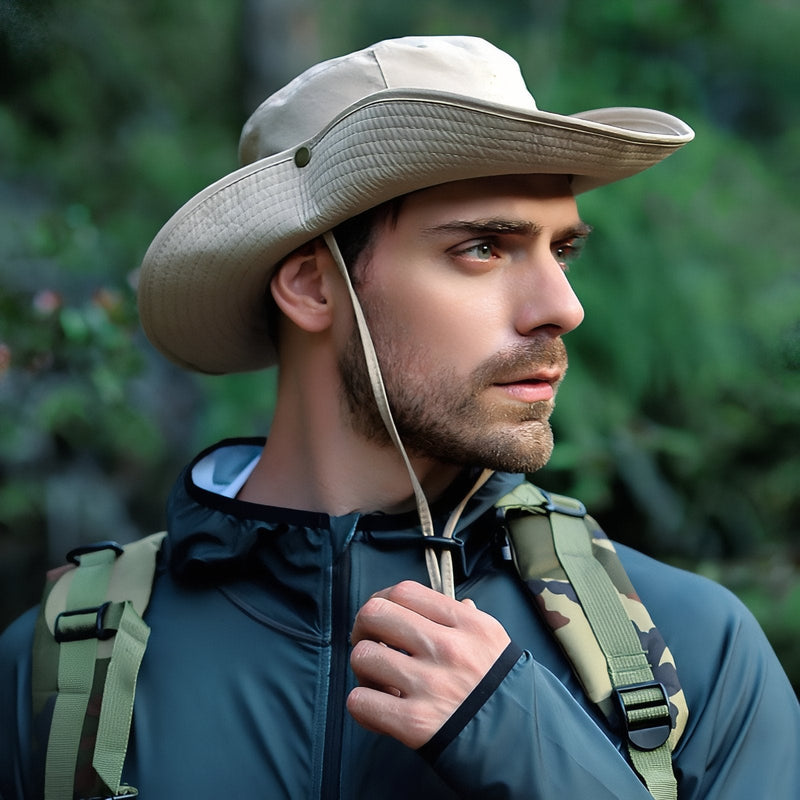 Wide Brim Rain Hat for Wet Weather Trekking - product view 7 | Buffalo Gears