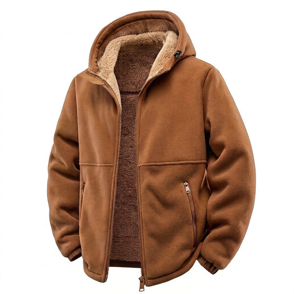 Windproof Fleece Jacket for Men with Hood