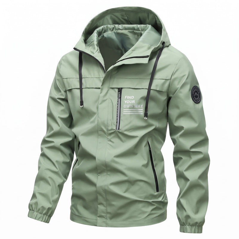 Windproof Hooded Jacket for Men with Chest Print - product view 8 | Buffalo Gears