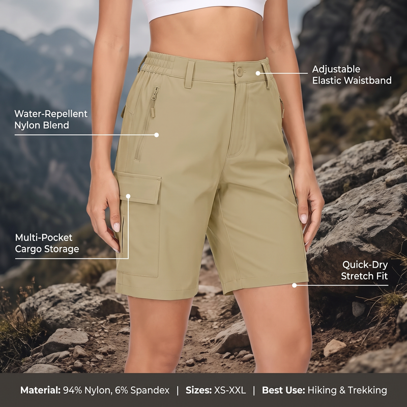 Women's Quick-Dry Cargo Trekking Shorts for the Trail - product view 3 | Buffalo Gears