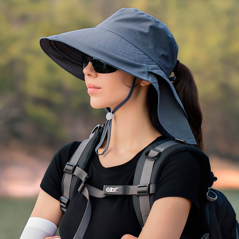 Women's Wide Brim Sun Hat with Neck Protection - product view 4 | Buffalo Gears