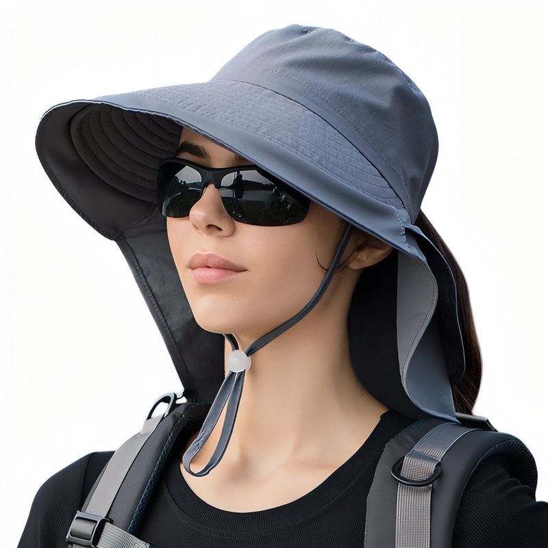 Women's Wide Brim Sun Hat with Neck Protection - product view 11 | Buffalo Gears