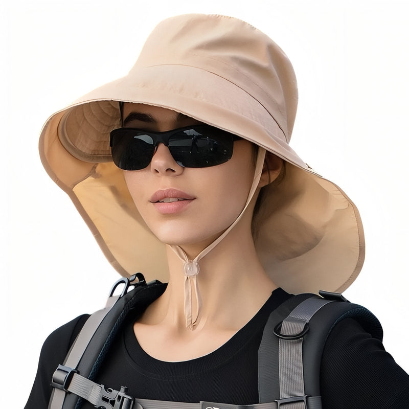 Women's Wide Brim Sun Hat with Neck Protection - product view 17 | Buffalo Gears