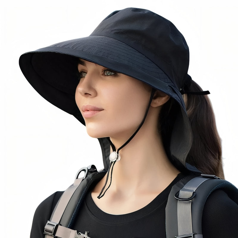 Women's Wide Brim Sun Hat with Neck Protection - product view 18 | Buffalo Gears