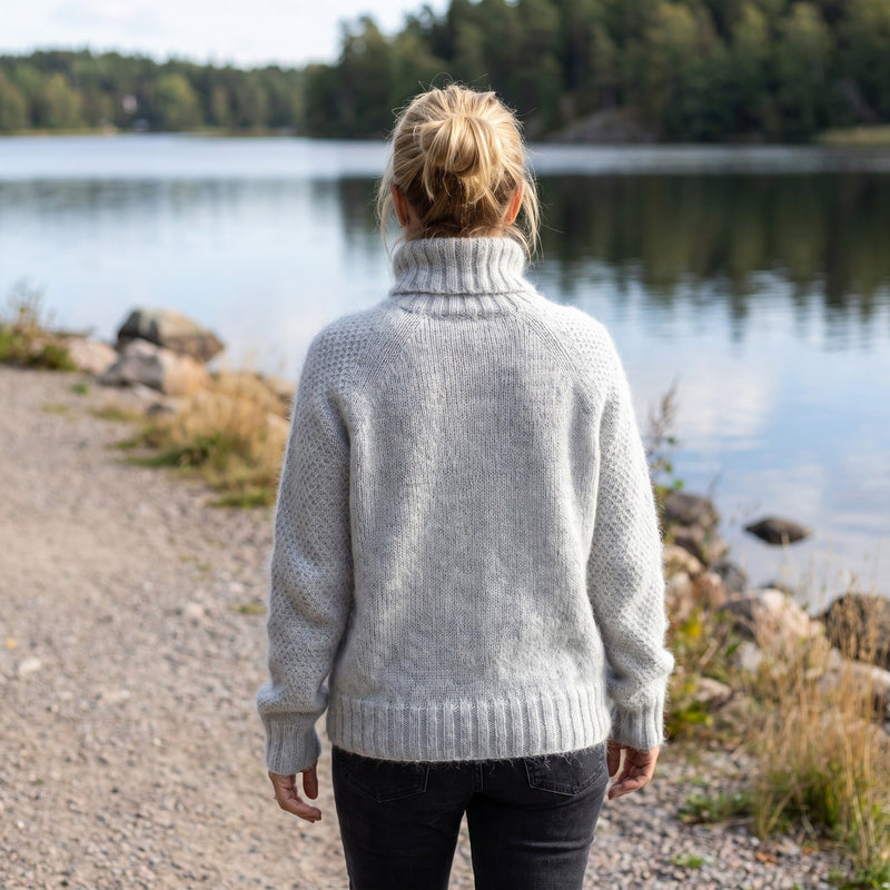 Wool Blend Roll Neck Jumper for Women, Light Blue - product view 4 | Buffalo Gears