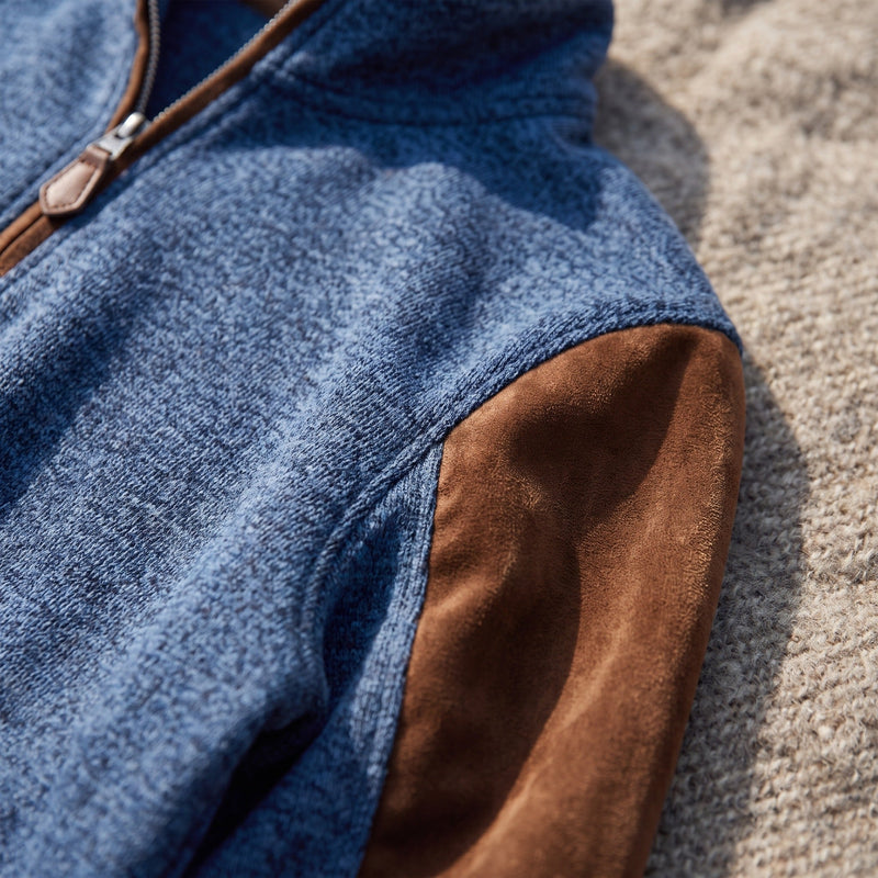 Zip Knit Jumper for Men with Velvet Sleeves - product view 3 | Buffalo Gears