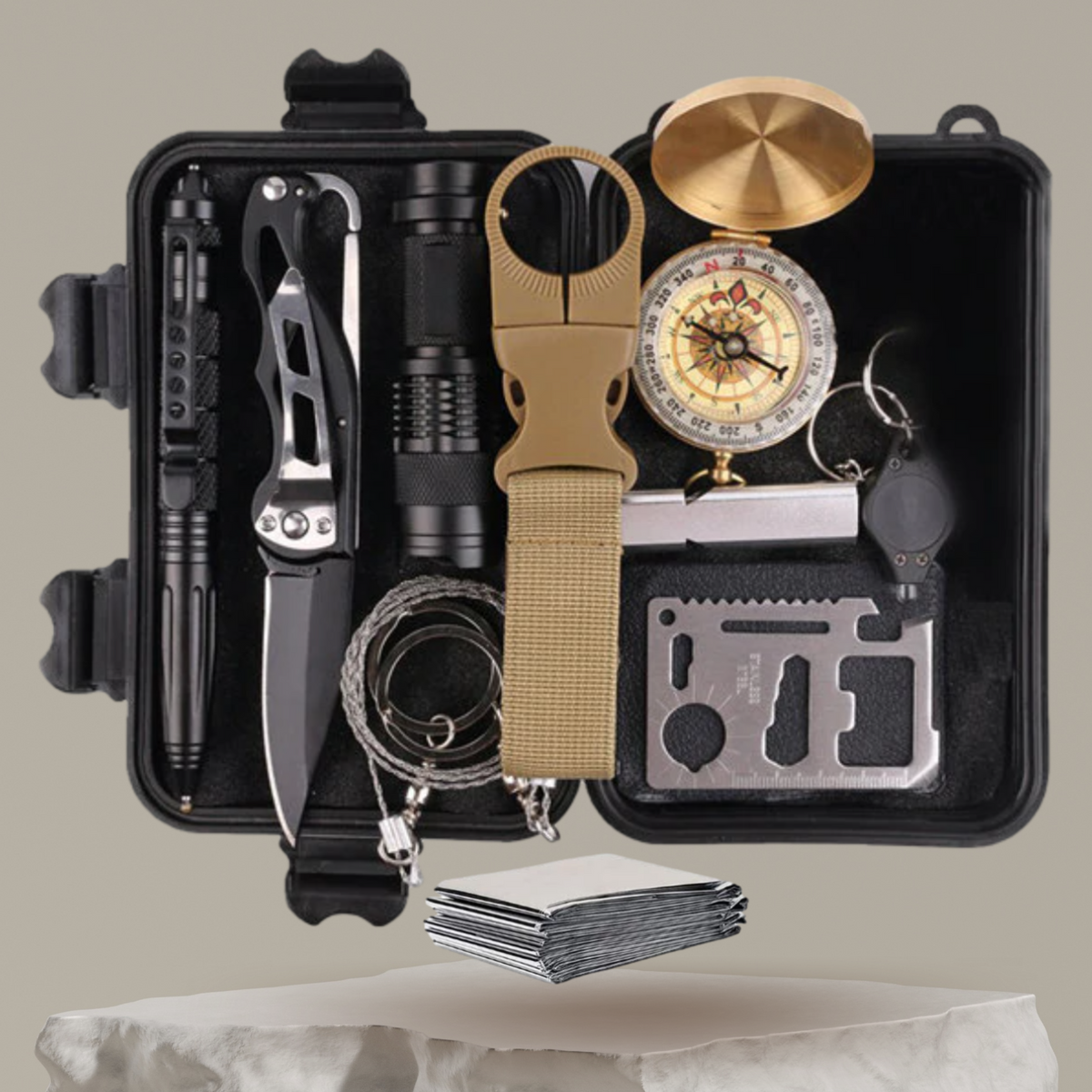 12-Piece EDC Survival Kit for Camping Emergencies - product view 1 | Buffalo Gears