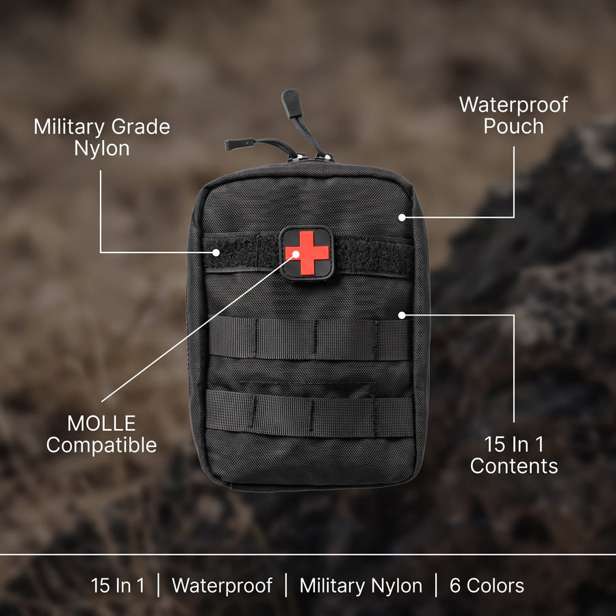 15-in-1 IFAK Trauma Pouch in Waterproof Military Nylon - product view 2 | Buffalo Gears