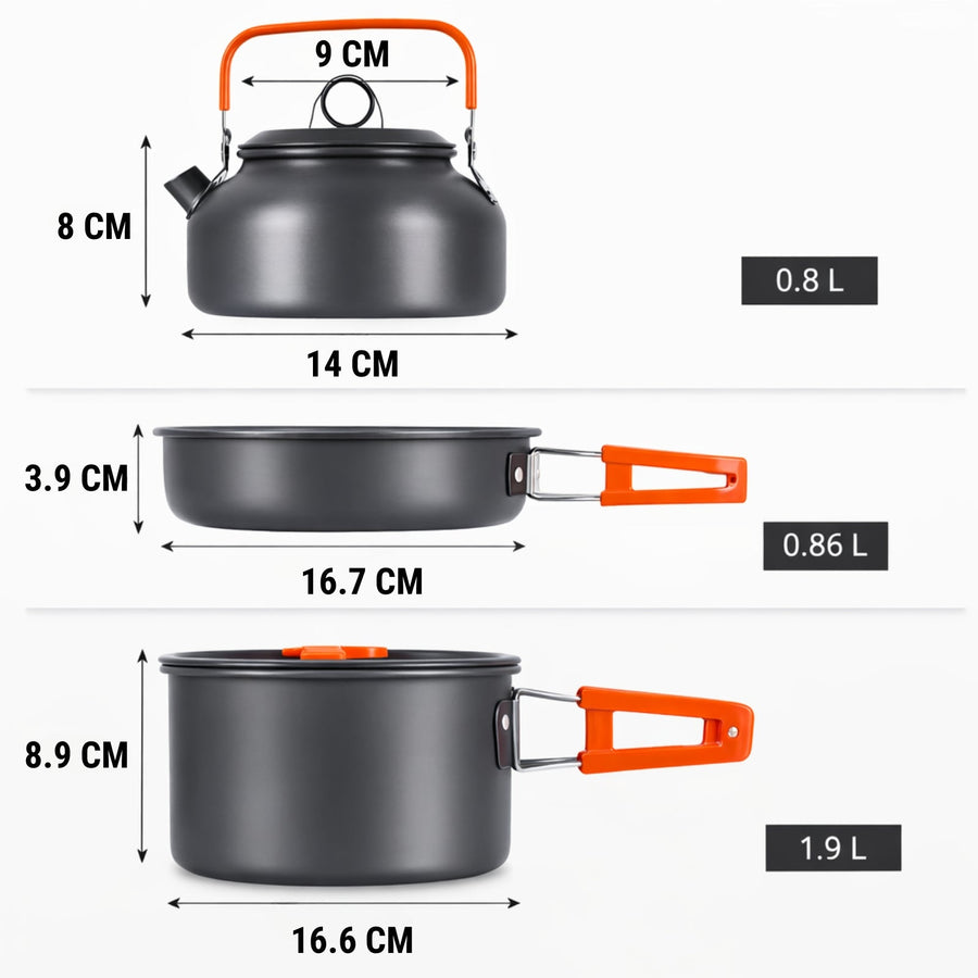 2-Person Camping Cookware Set for Backpacking Meals - product view 4 | Buffalo Gears