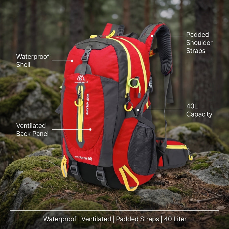 40 Litre Waterproof Trekking Pack with Back Ventilation - product view 2 | Buffalo Gears