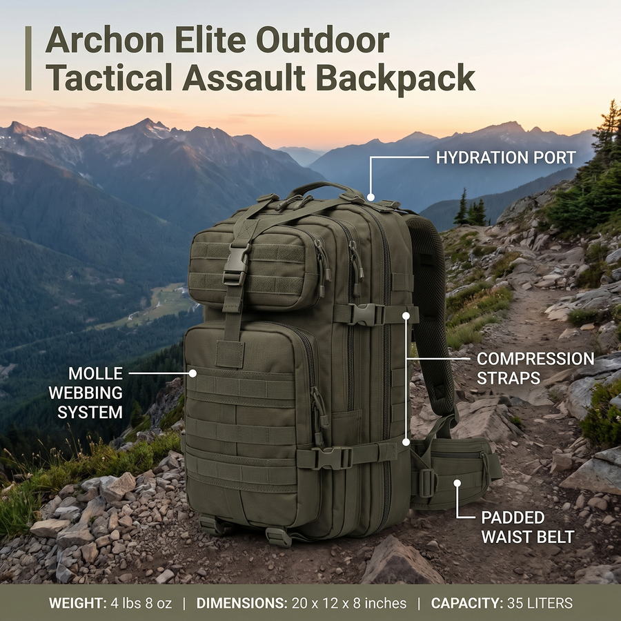45-Litre Tactical Backpack with Full MOLLE Webbing - product view 3 | Buffalo Gears