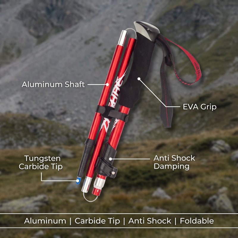 Adjustable Aluminium Trekking Poles with Anti-Shock Tips - product view 2 | Buffalo Gears