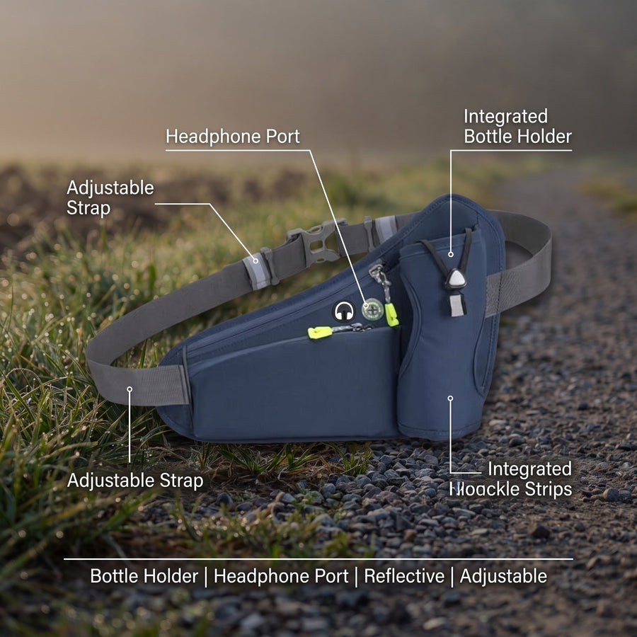 Adjustable Reflective Hydration Belt for Trail Running - product view 2 | Buffalo Gears