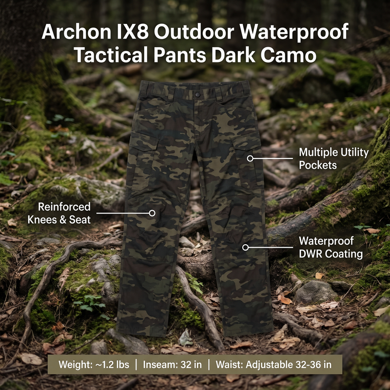 Archon IX8 Dark Camo Weather-Resistant Trekking Trousers - product view 3 | Buffalo Gears