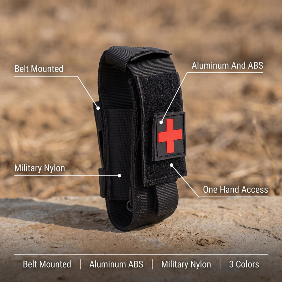 Belt-Mounted Tourniquet Pouch in Aluminium, ABS and Nylon - product view 2 | Buffalo Gears