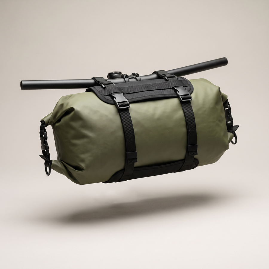 Bikepacking Handlebar Bag 12L Roll-Top Dry Bag Harness Set - product view 1 | Buffalo Gears