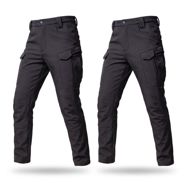 Black Cargo Trousers for Men with Elastic Waist