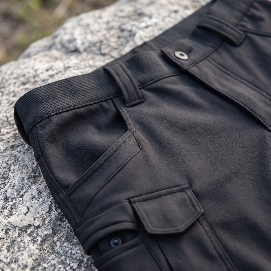 Black Cargo Trousers for Men with Elastic Waist - product view 3 | Buffalo Gears
