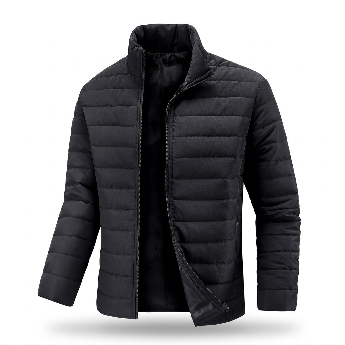 Black Quilted Winter Jacket for Men, Slim Cut - product view 1 | Buffalo Gears