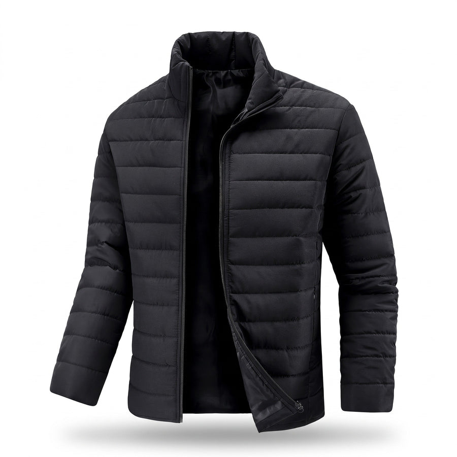 Black Quilted Winter Jacket for Men, Slim Cut - product view 1 | Buffalo Gears