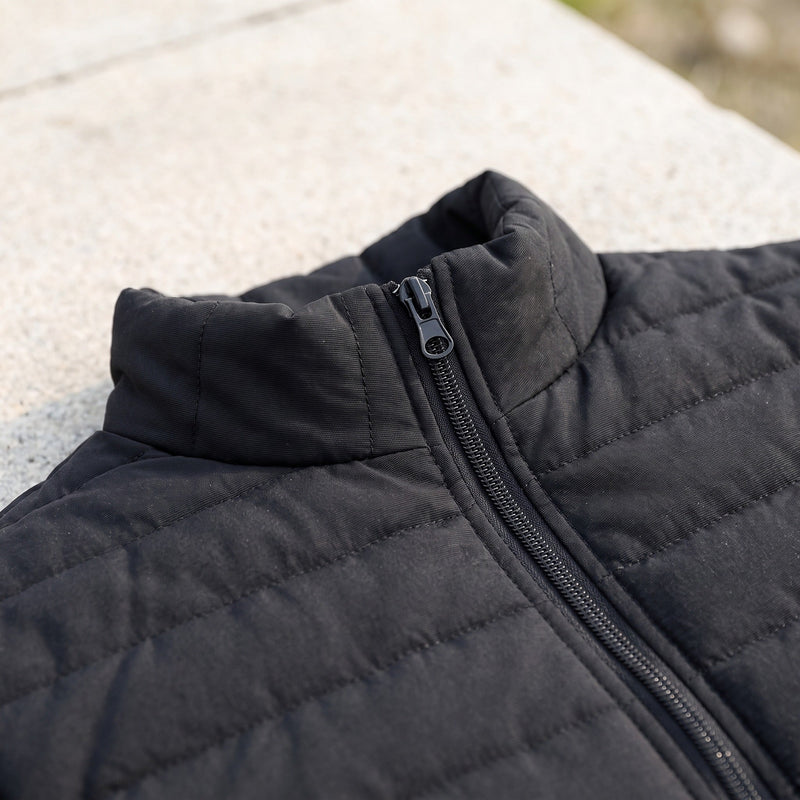 Black Quilted Winter Jacket for Men, Slim Cut - product view 3 | Buffalo Gears