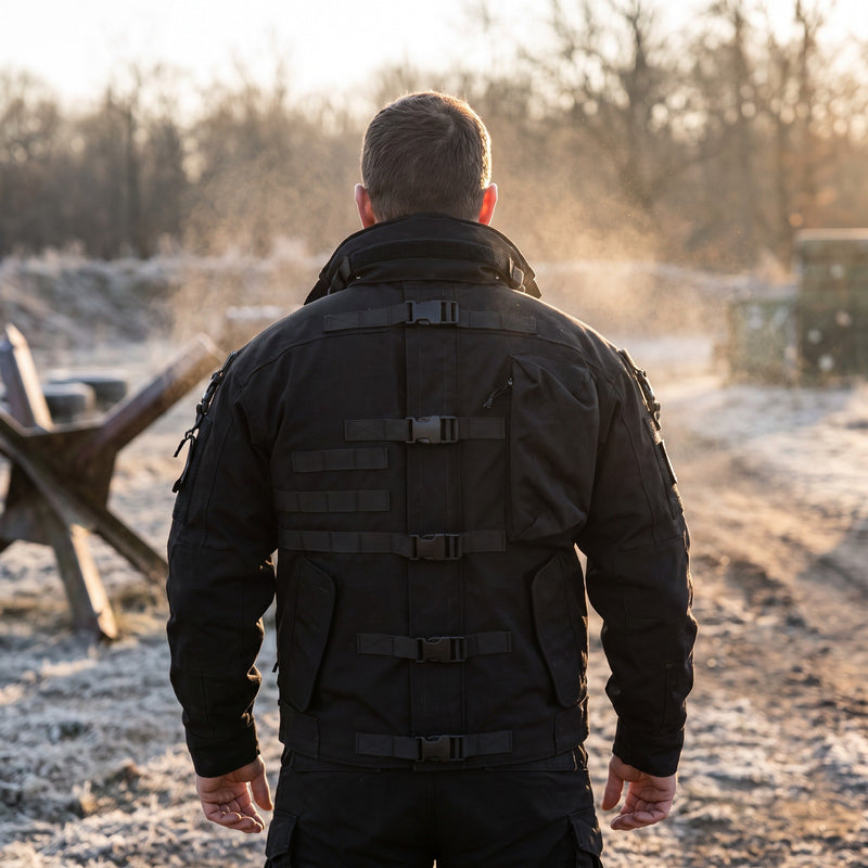 Black Tactical Field Coat in Thick Abrasion Resistant Fabric - product view 3 | Buffalo Gears