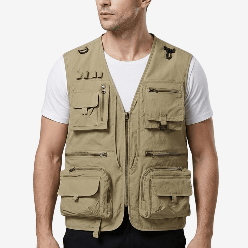 Breathable Fourteen-Pocket Utility Vest for Hiking - product view 5 | Buffalo Gears