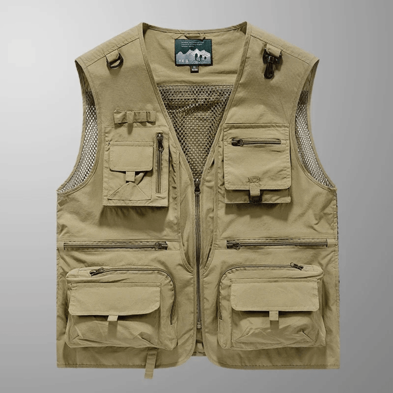 Breathable Fourteen-Pocket Utility Vest for Hiking - product view 6 | Buffalo Gears