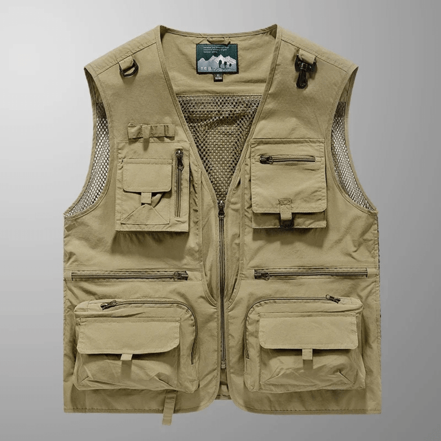 Breathable Fourteen-Pocket Utility Vest for Hiking - product view 6 | Buffalo Gears