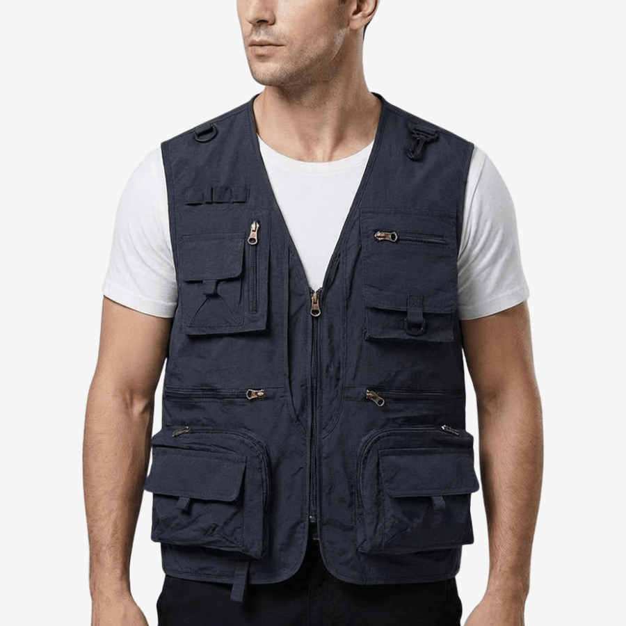 Breathable Fourteen-Pocket Utility Vest for Hiking - product view 8 | Buffalo Gears