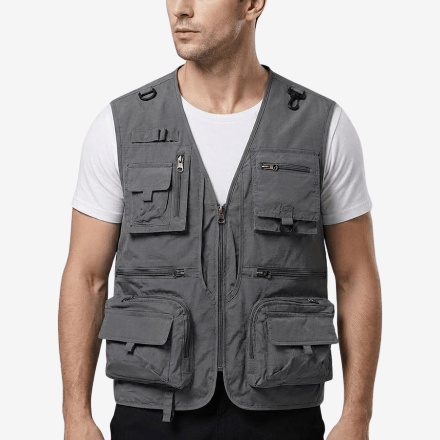 Breathable Fourteen-Pocket Utility Vest for Hiking - product view 9 | Buffalo Gears