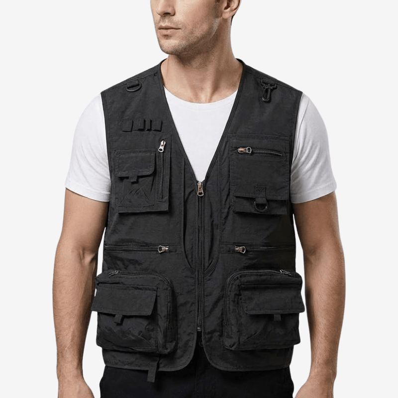 Breathable Fourteen-Pocket Utility Vest for Hiking - product view 10 | Buffalo Gears