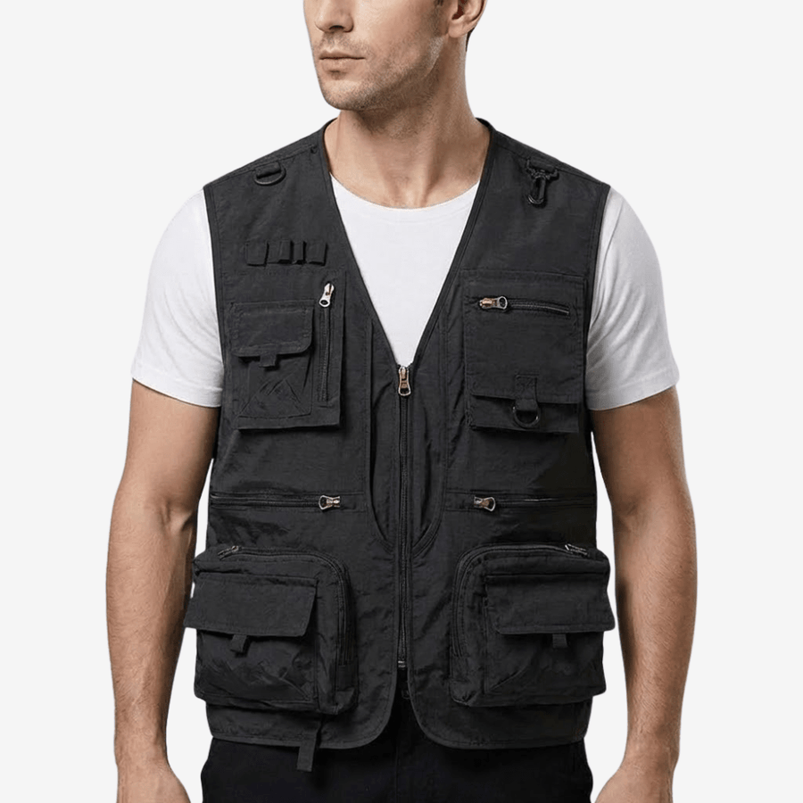 Breathable Fourteen-Pocket Utility Vest for Hiking - product view 10 | Buffalo Gears