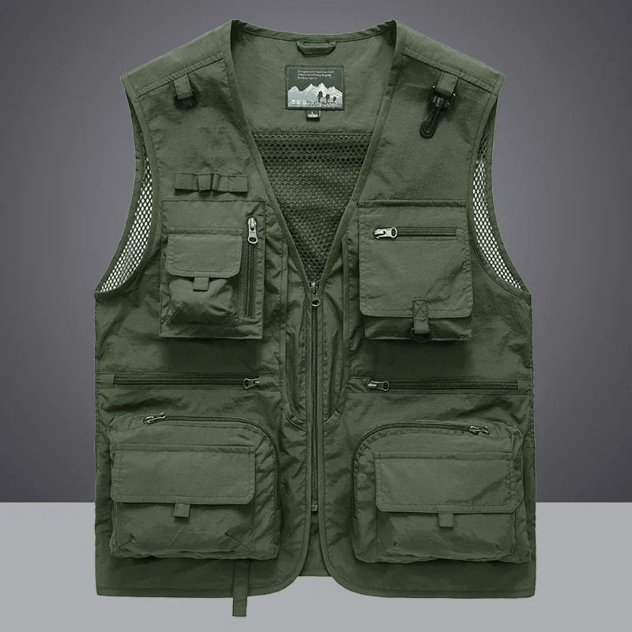 Breathable Fourteen-Pocket Utility Vest for Hiking - product view 11 | Buffalo Gears