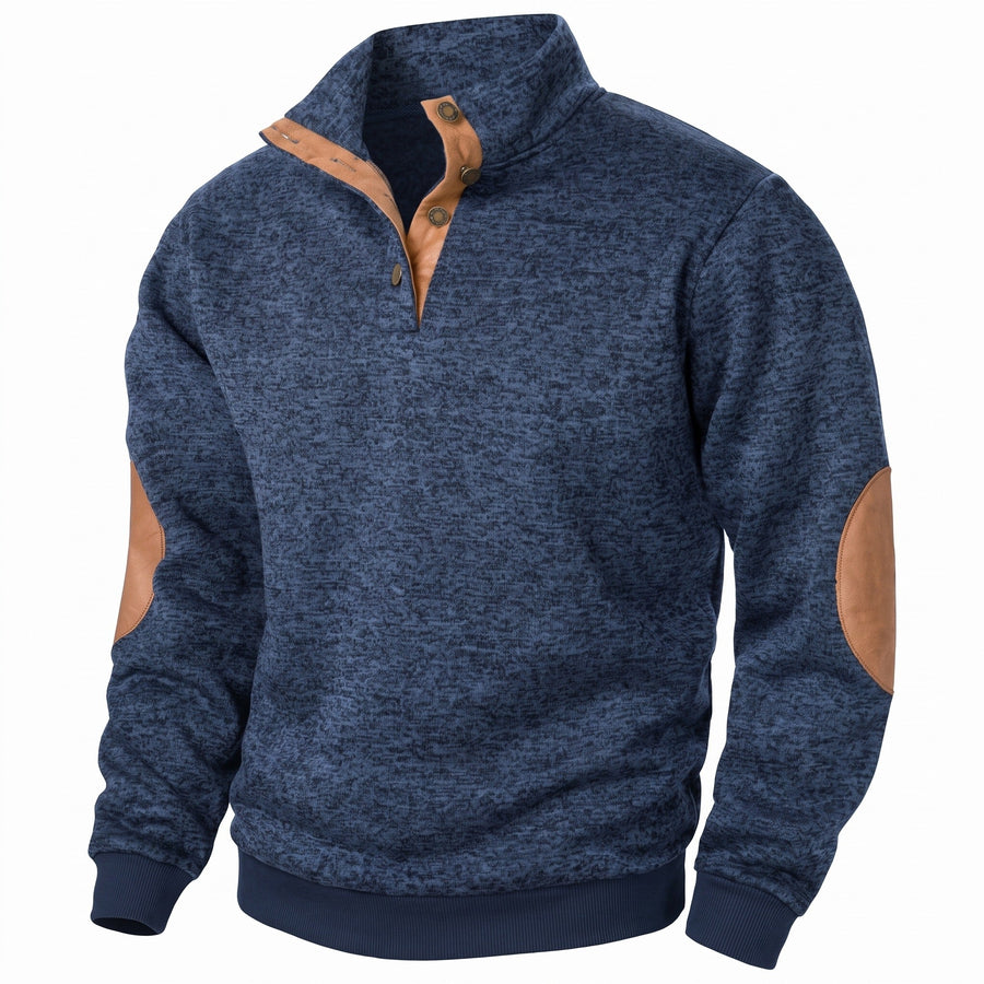 Button Neck Jumper for Men with Stand Collar - product view 7 | Buffalo Gears