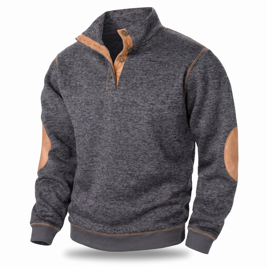 Button Neck Jumper for Men with Stand Collar - product view 11 | Buffalo Gears