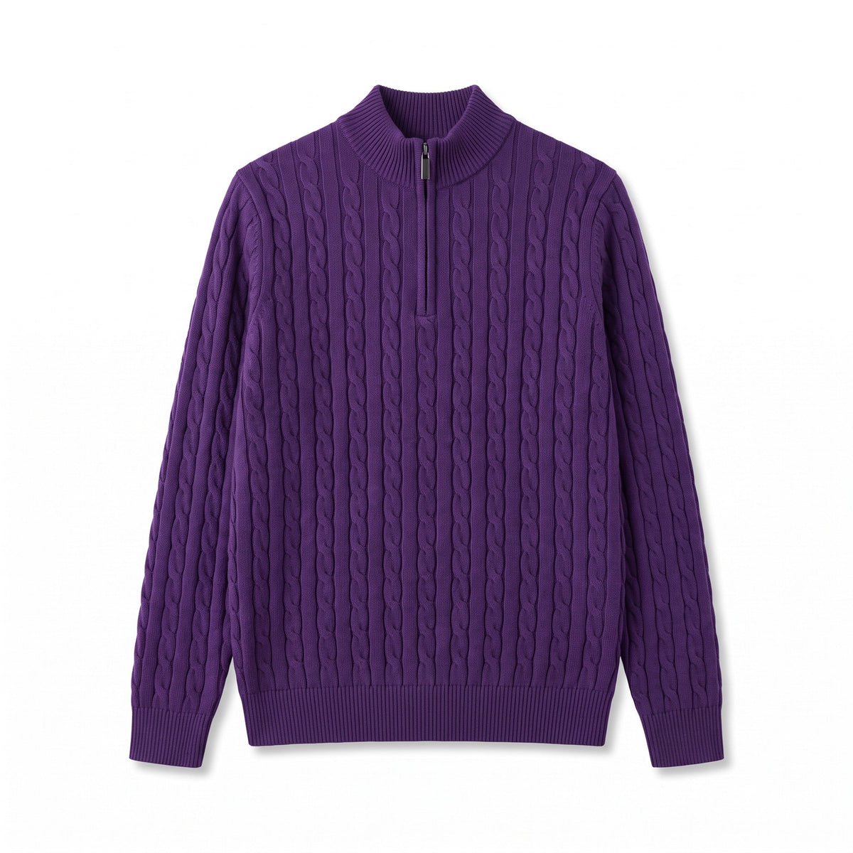 Cable Knit Jumper for Men with Half Zip Collar - product view 1 | Buffalo Gears