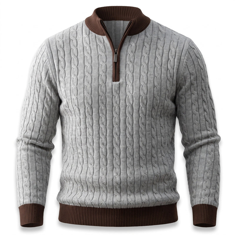 Cable Knit Jumper for Men with Half Zip Collar - product view 5 | Buffalo Gears