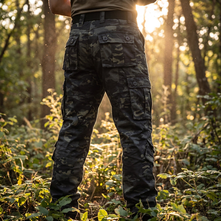 Camouflage Cargo Trousers for Men with Flap Pockets - product view 2 | Buffalo Gears