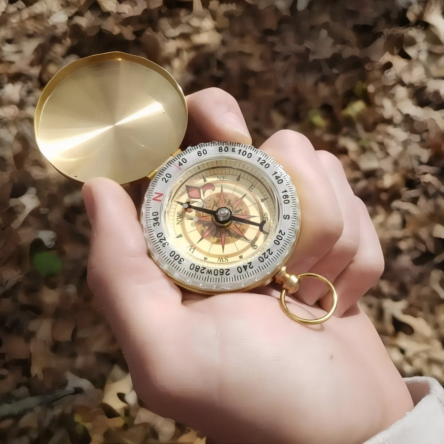 Classic Brass Pocket Compass for Backcountry Navigation - product view 4 | Buffalo Gears