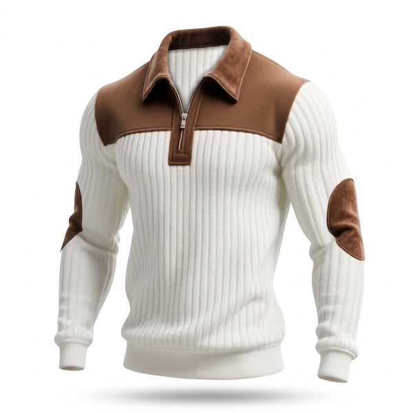Colour Block Jumper for Men with Zip Detail