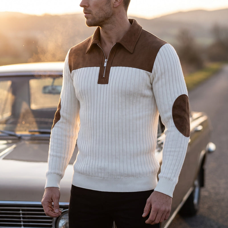 Colour Block Jumper for Men with Zip Detail - product view 2 | Buffalo Gears