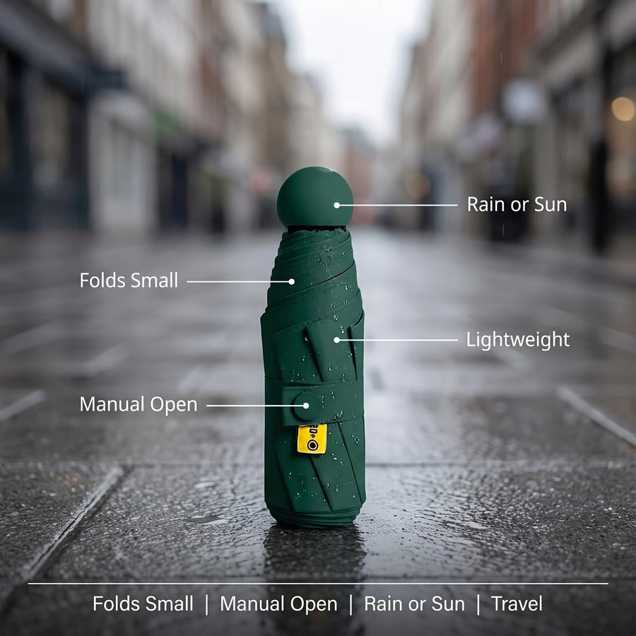 Compact Folding Travel Umbrella with Manual Open - product view 2 | Buffalo Gears