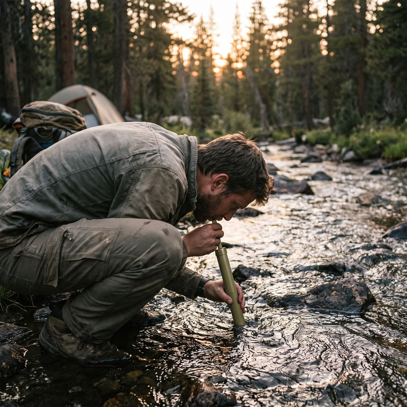 Compact Survival Straw Filter for Emergency Drinking Water - product view 2 | Buffalo Gears