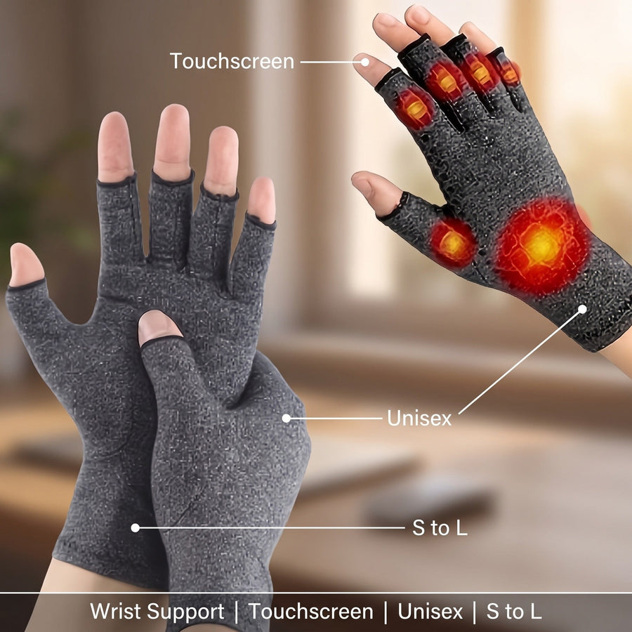 Compression Gloves with Wrist Support and Touchscreen Tips - product view 2 | Buffalo Gears