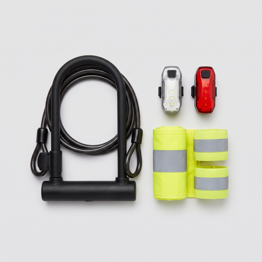 Cycling Safety Bundle with Lights, Lock and Reflective Gear - product view 1 | Buffalo Gears
