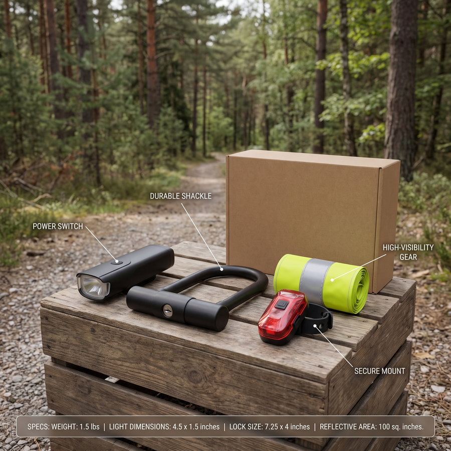 Cycling Safety Bundle with Lights, Lock and Reflective Gear - product view 3 | Buffalo Gears