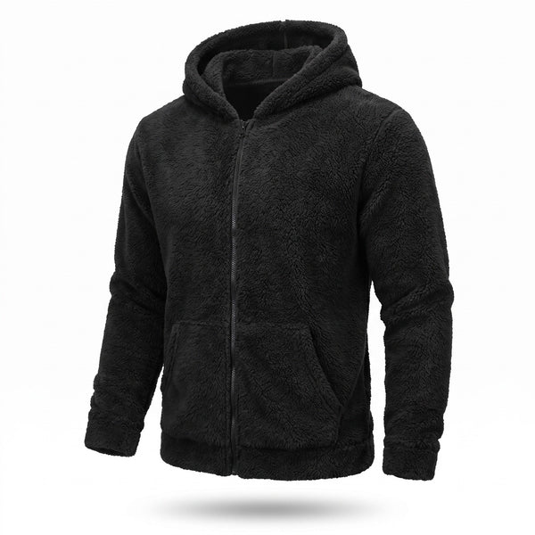Double Faced Coral Fleece Jacket for Men, Hooded