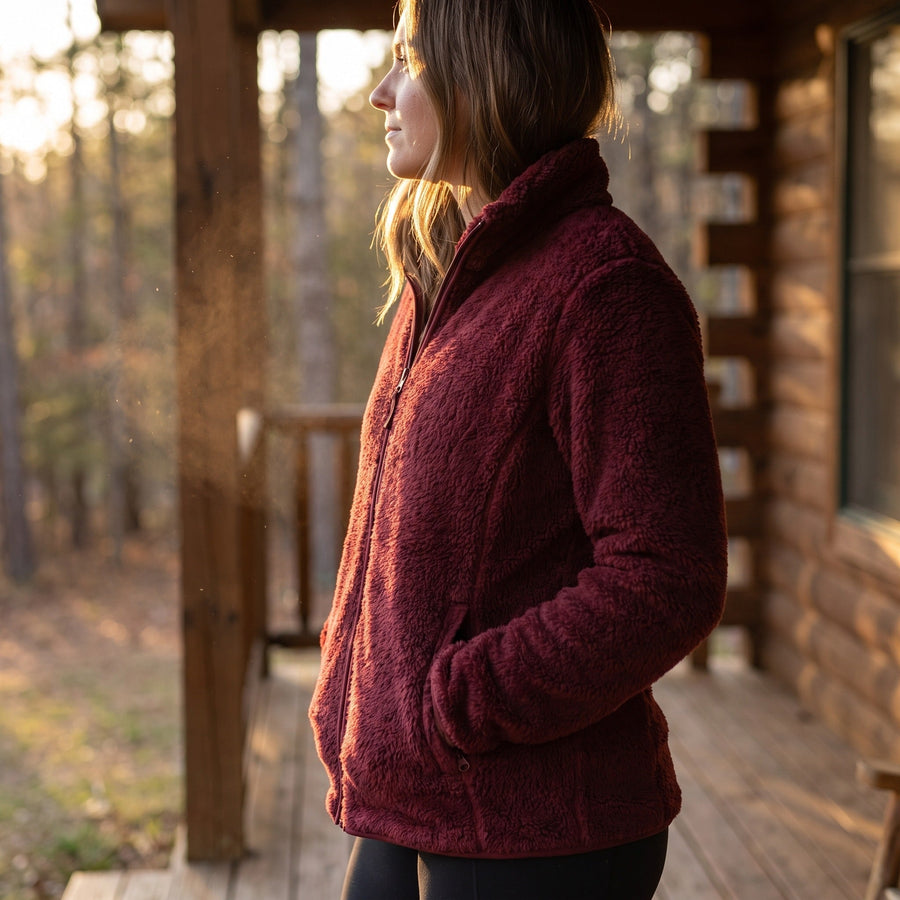 Double Faced Plush Coat for Women with Coral Fleece Lining - product view 2 | Buffalo Gears